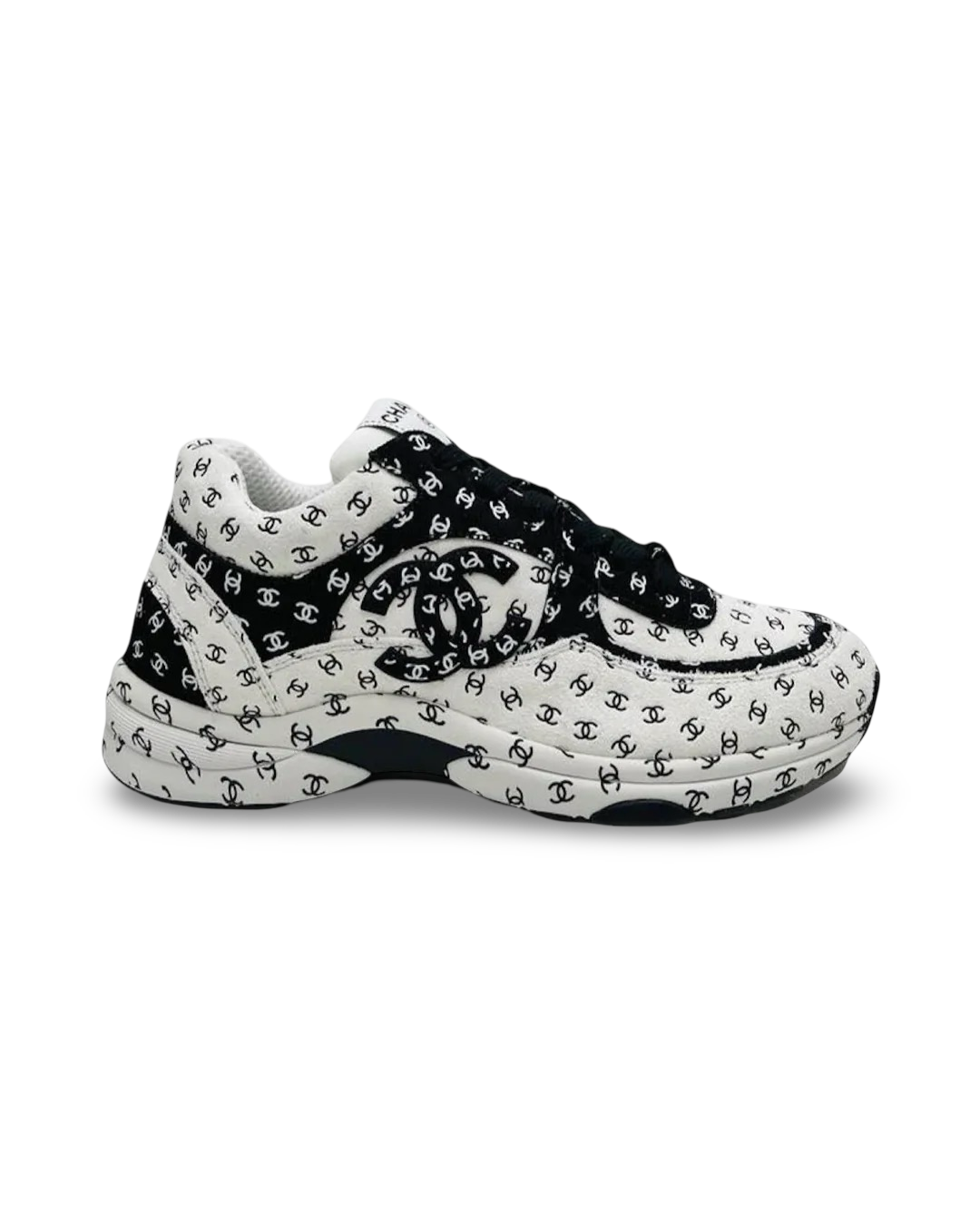Chanel CC Logo Sneaker 'White/Black Suede'