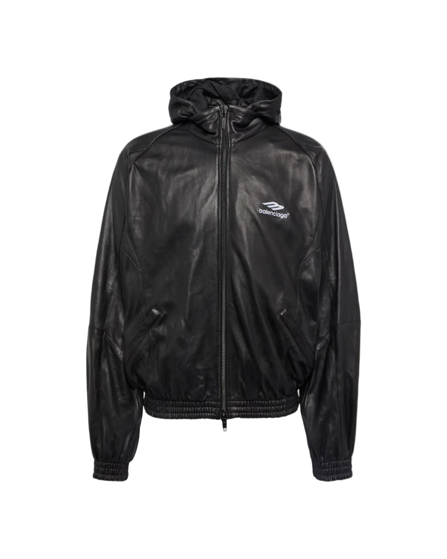 Balenciaga 3B Sports Icon Leather Track Jacket 'Black'