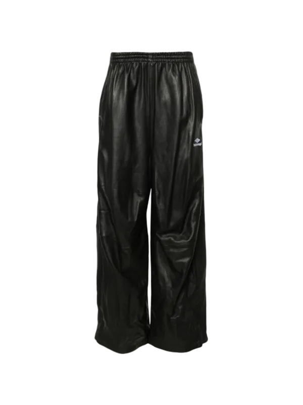 Balenciaga 3B Sports Icon Leather Track Pants 'Black'