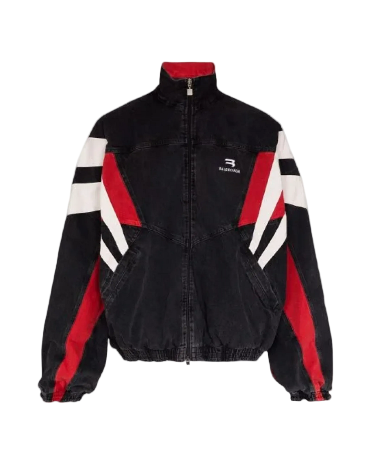 Balenciaga 3B Sports Denim Track Jacket 'Red'