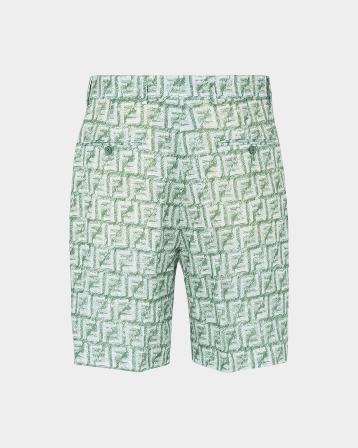 Fendi Motif Shorts In Green FF Linen - Creps City