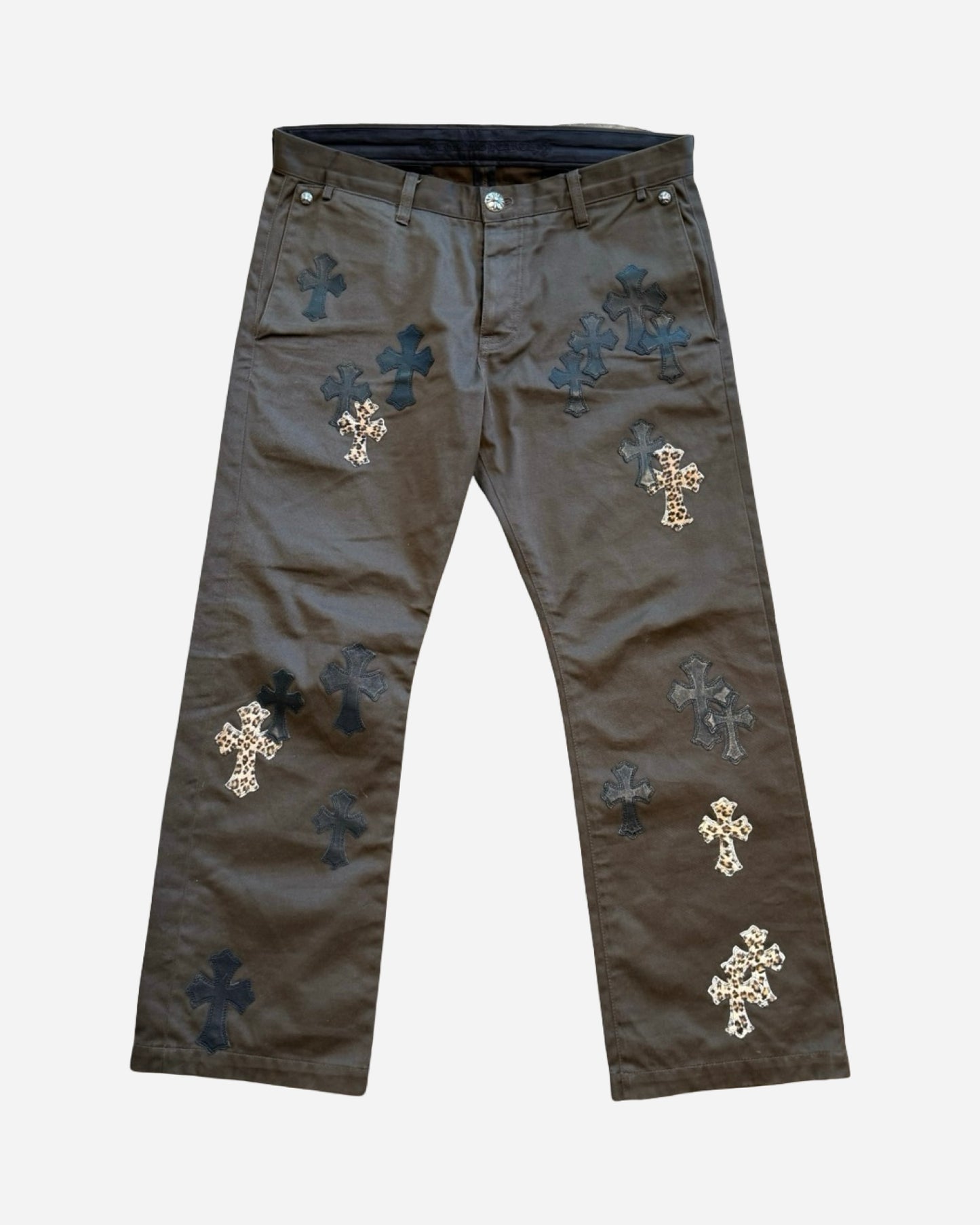 Chrome Hearts Leather Cross Patch Chino Jeans 'Brown'