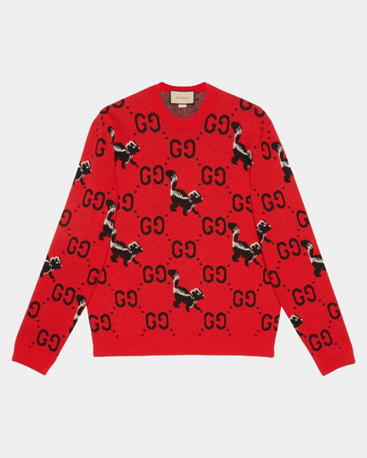 GUCCI GG Logo Skunk Wool Sweater - Creps City