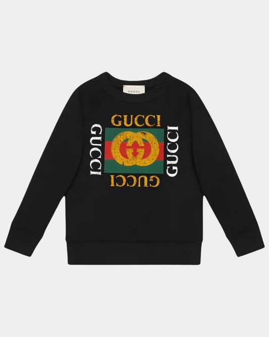 Gucci Crew Nick Logo Sweatshirt Black - Creps City