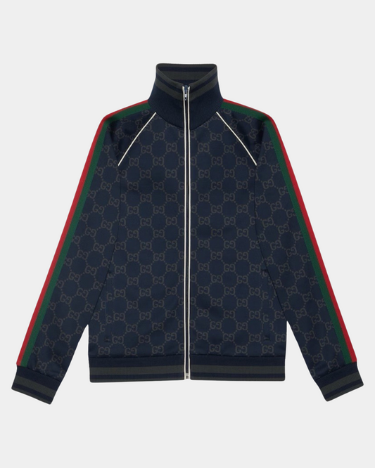 Gucci Jersey Cotton Jacket Dark Blue - Creps City