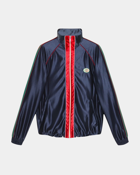 Gucci Shiny Jersey Jacket With Web - Creps City