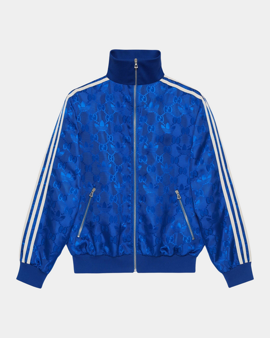 Gucci x adidas GG Trefoil Jacquard Jacket Cobalt Blue - Creps City