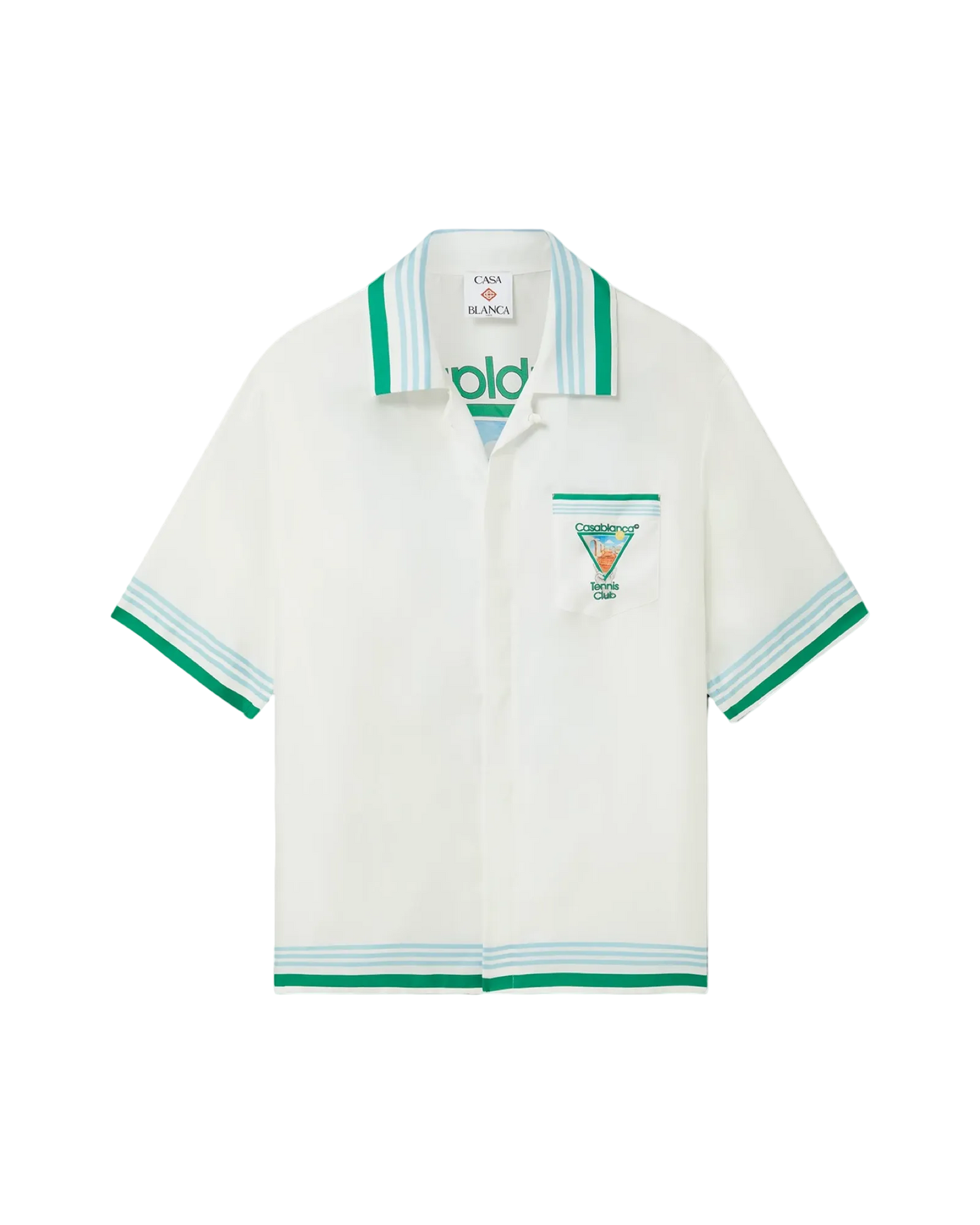 Casablanca Metaphysical Tennis Icon Short Sleeve Silk Shirt