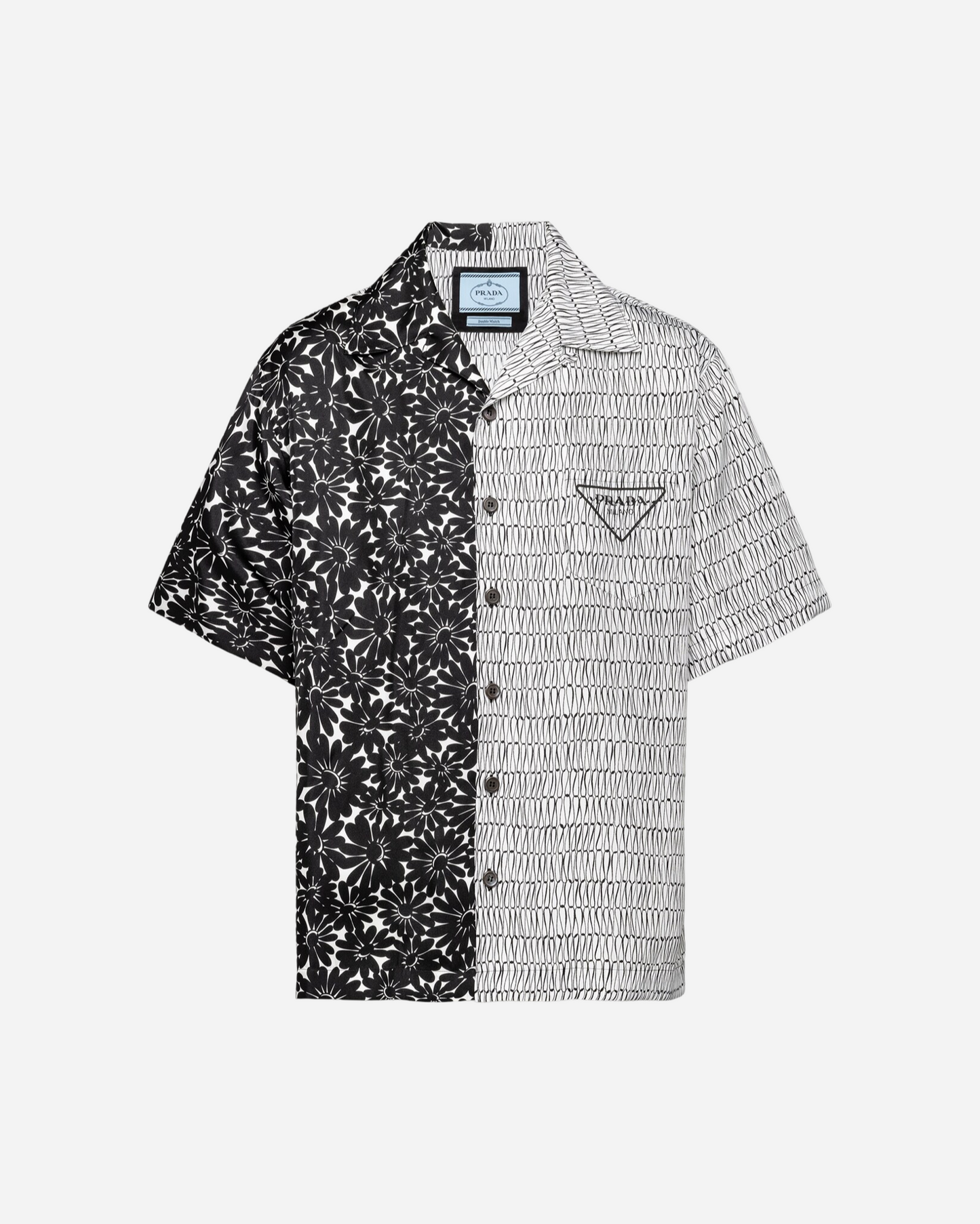 Prada Double Match Silk Shirt 'Black/White'