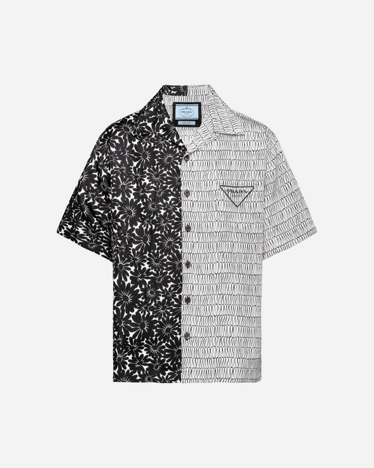Prada Double Match Silk Shirt 'Black/White'