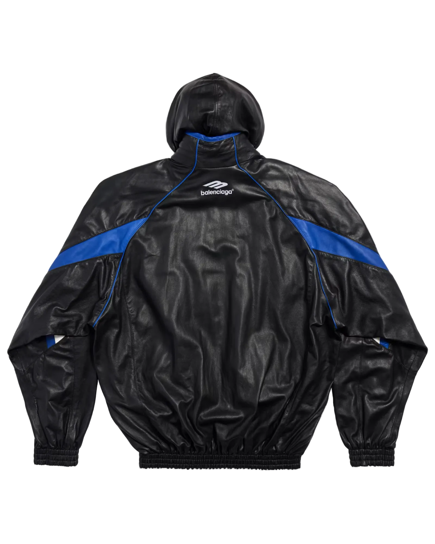 Balenciaga 3B Sports Icon Leather Track Jacket 'Blue Black'