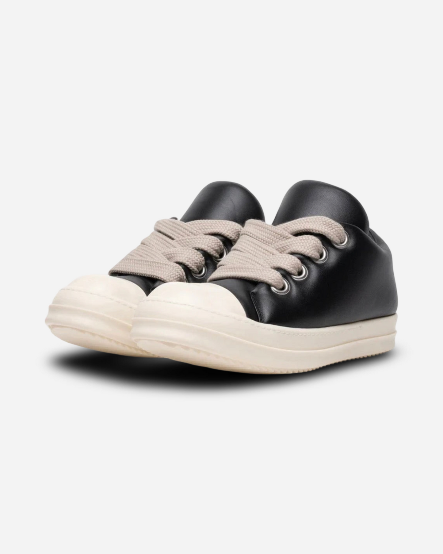 Rick Owens JumboLaced Padded Ramones Low Top Leather Sneakers 'Black/Milk'
