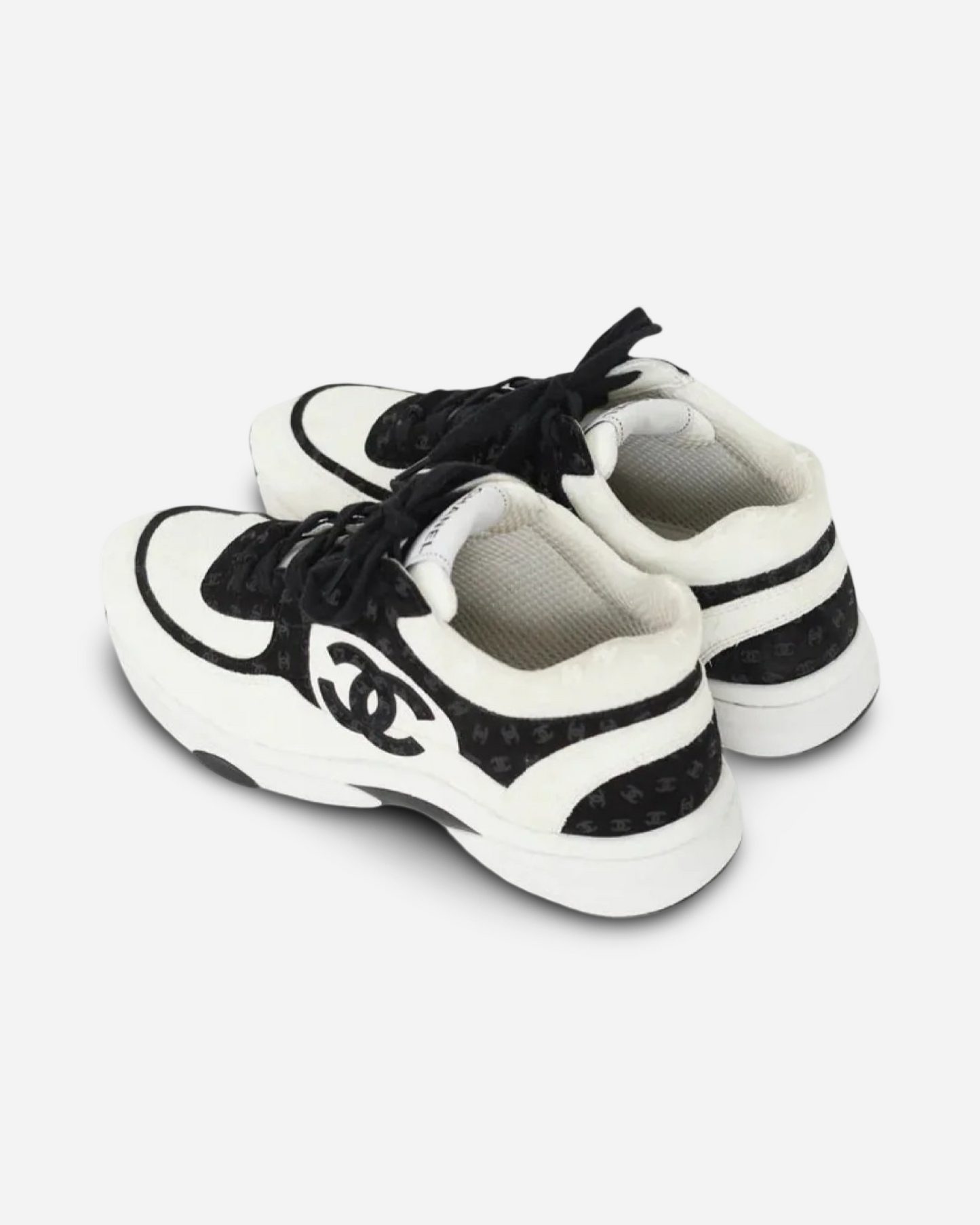 Chanel CC Logo Sneaker 'Black and White CC Embossed Monogram'