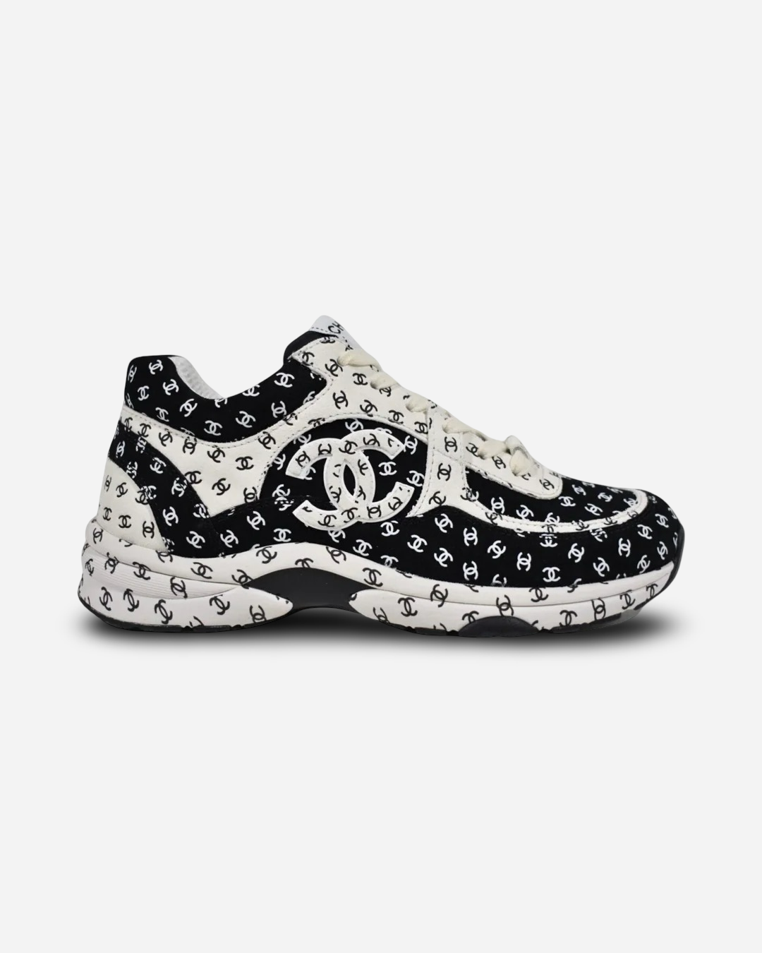 Chanel CC Logo Sneaker 'Black/White Suede'