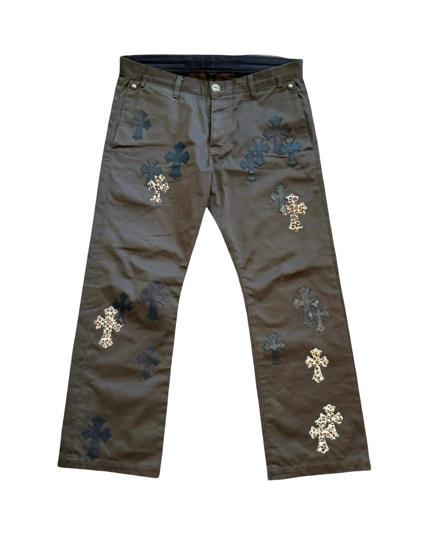 Chrome Hearts Leather Cross Patch Chino Jeans 'Brown'