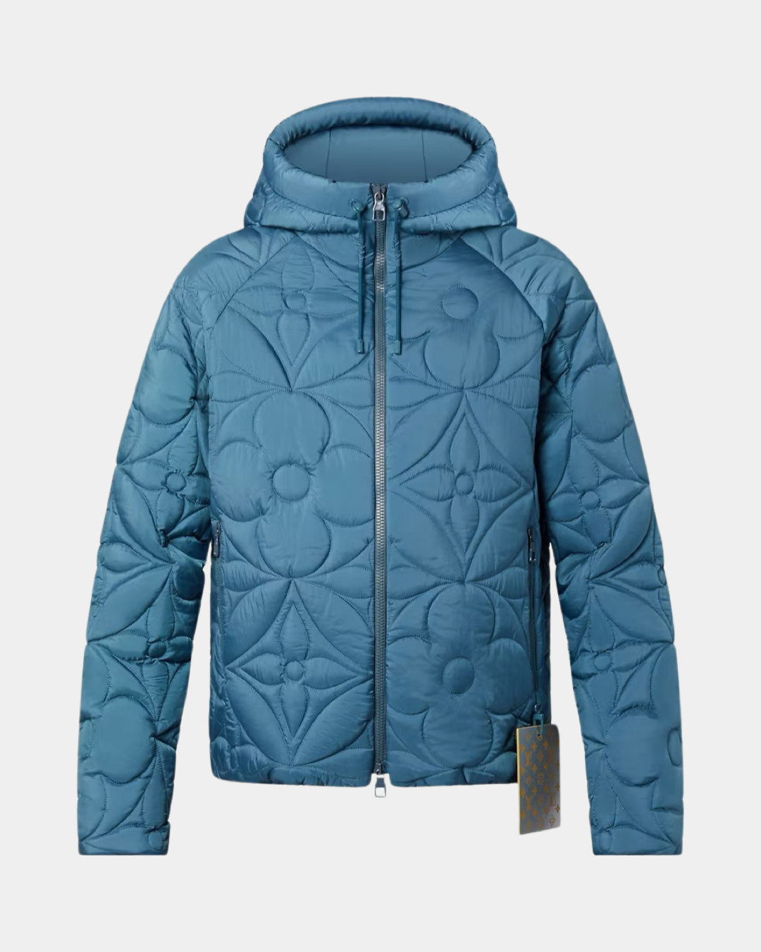 LVSE Flower Quilted Hoodie Jacket Blue - Creps City