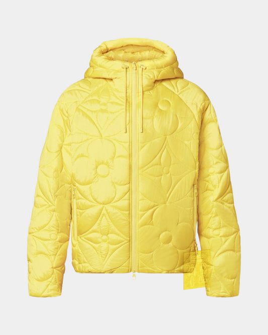 LVSE Flower Quilted Hoodie Jacket Jaune - Creps City