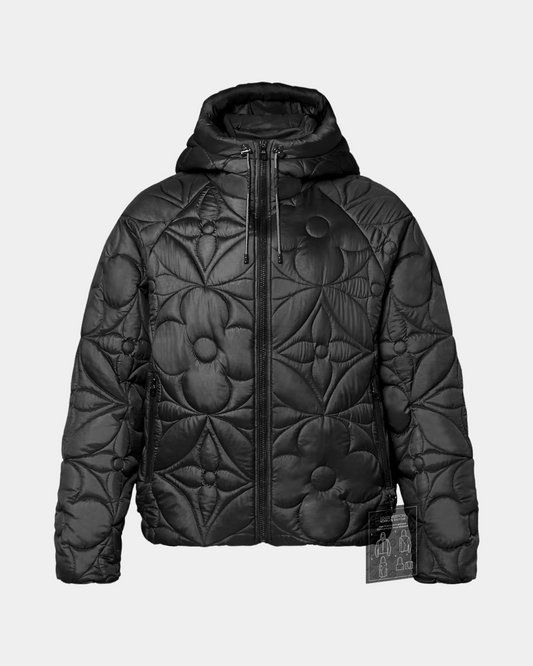 LVSE Flower Quilted Hoodie Jacket Noir - Creps City