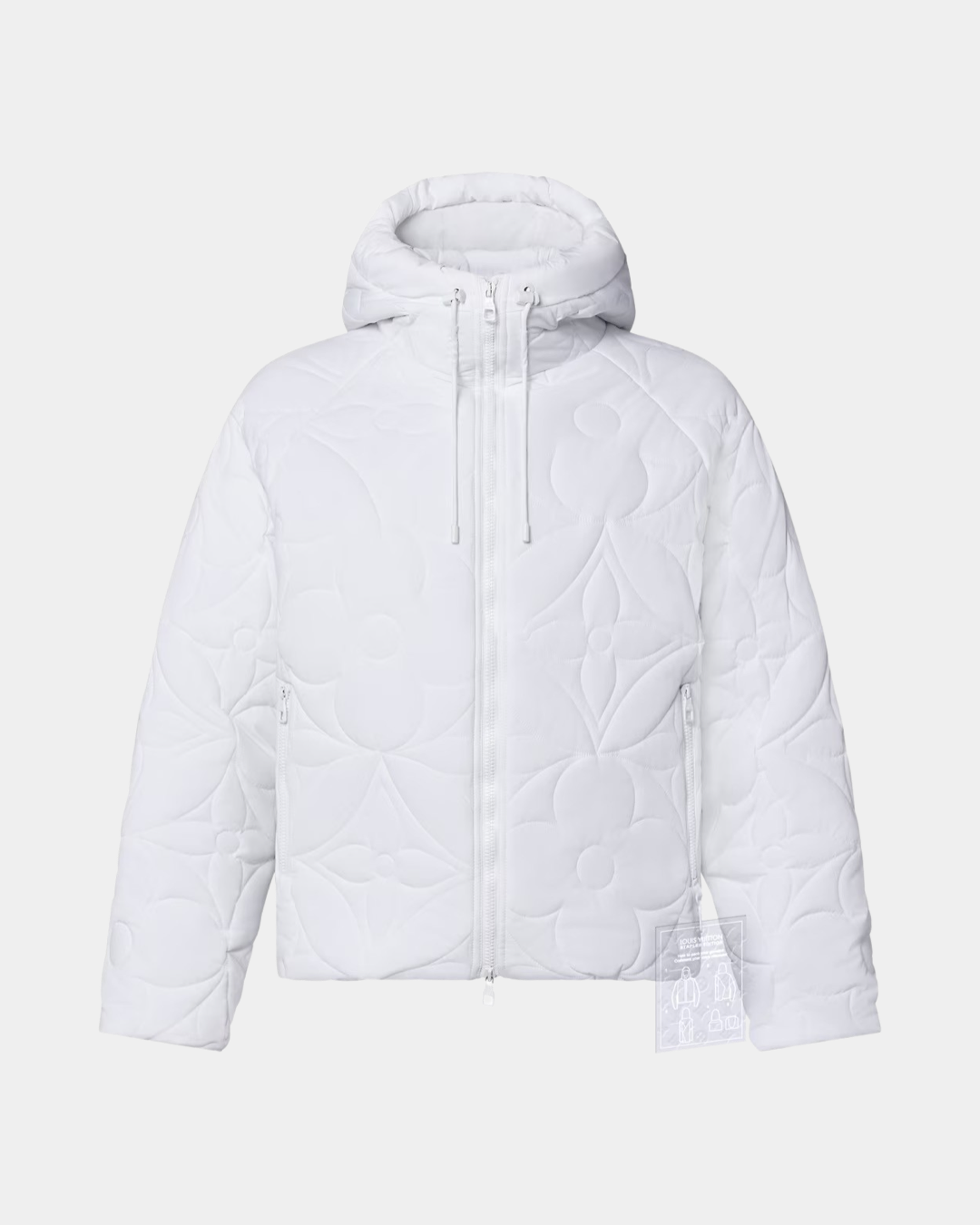 LVSE Flower Quilted Hoodie Jacket White - Creps City