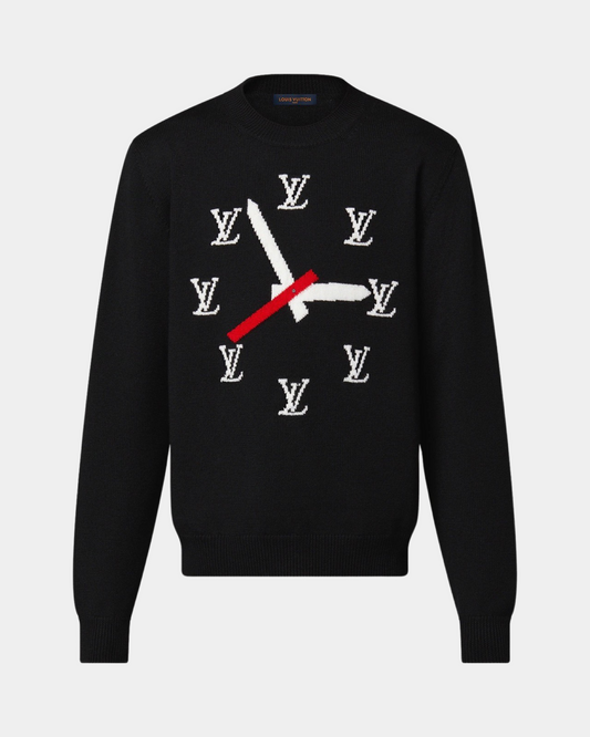 Louis Vuitton Clock Intarsia Jumper Black - Creps City