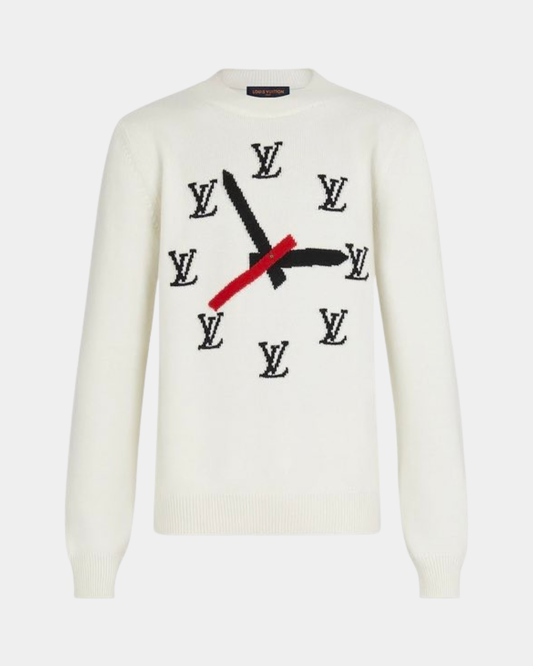 Louis Vuitton Clock Intarsia Jumper White - Creps City