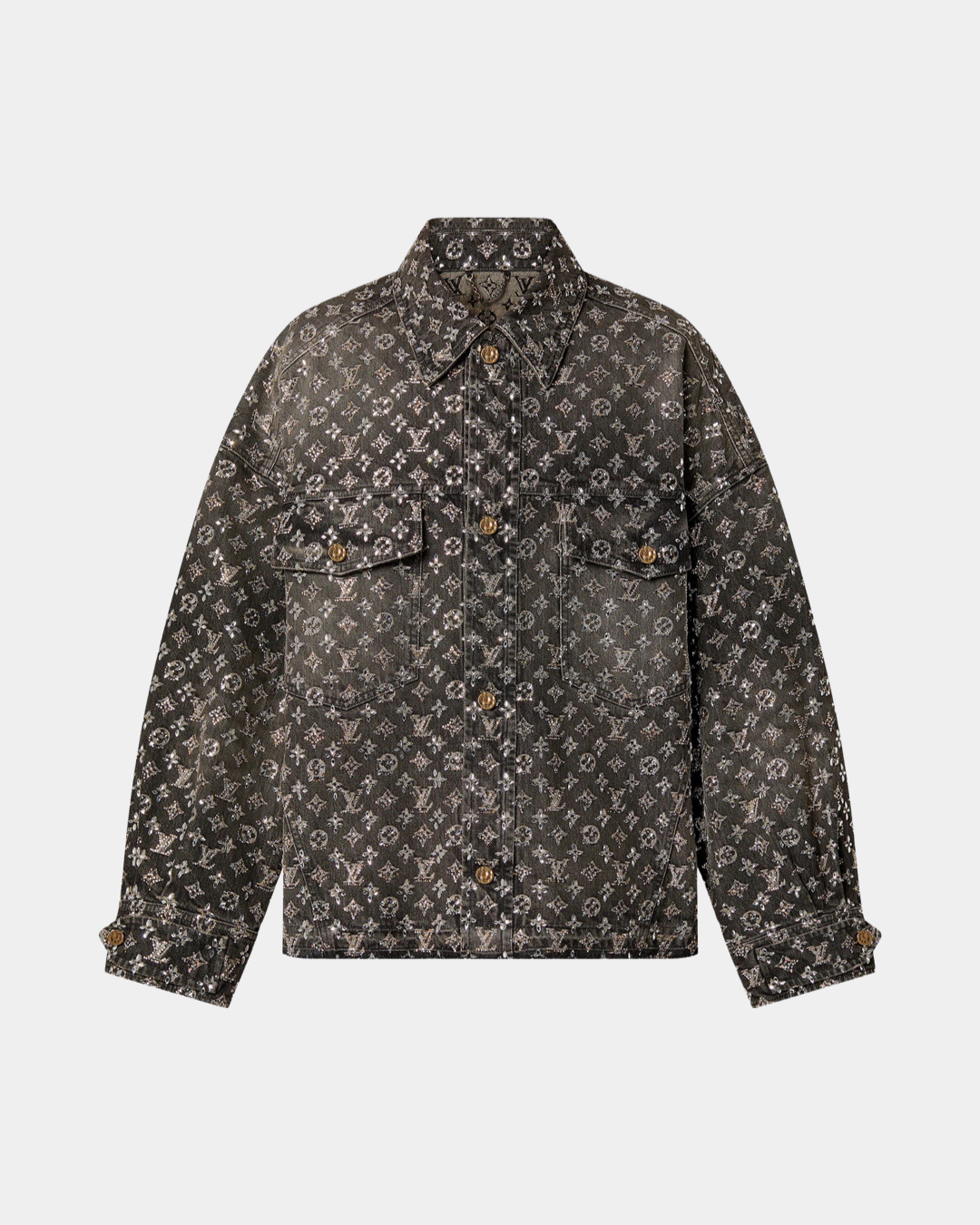Louis Vuitton Embroidered Monogram Denim Overshirt - Creps City