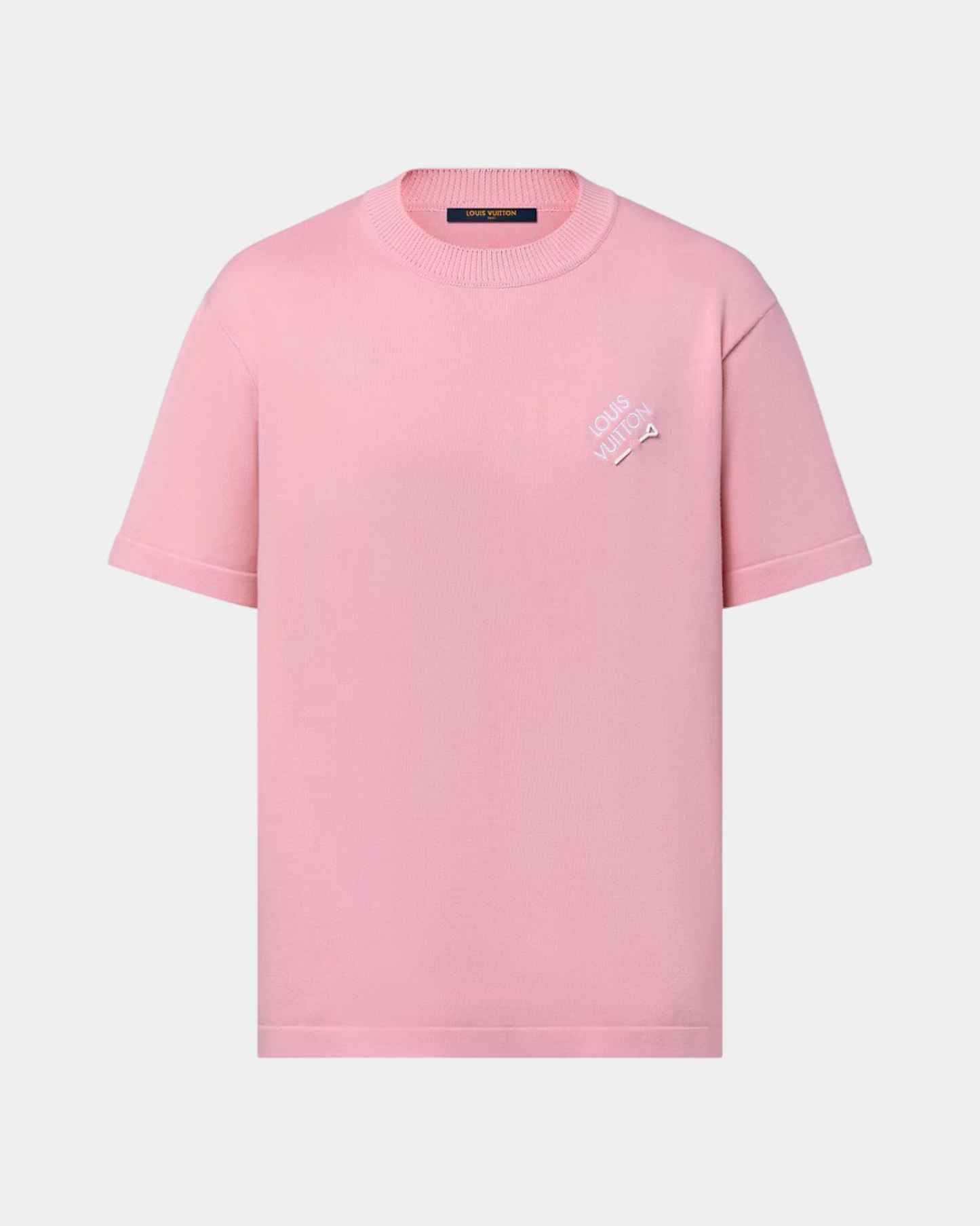 Louis Vuitton Embroidered Signature Short-Sleeved Cotton Crewneck Coral Blush - Creps City