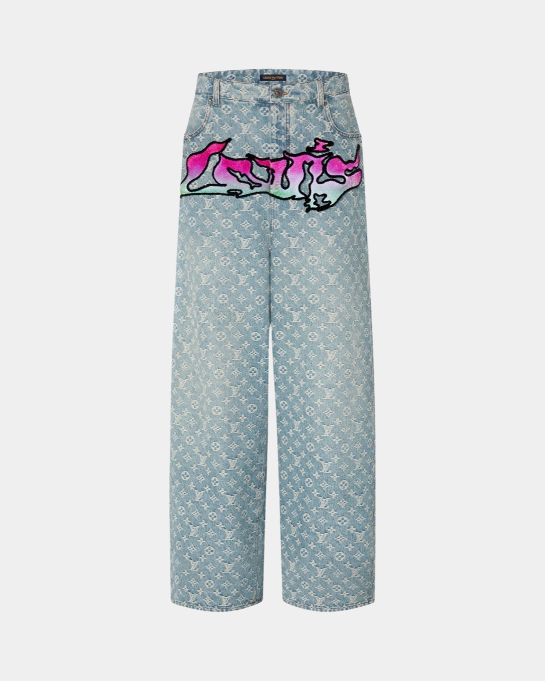 Louis Vuitton Monogram Embossed Graffiti Denim Pants - Creps City