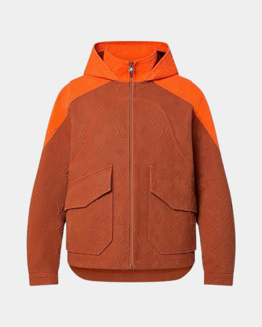 Louis Vuitton Monogram Hooded Denim Jacket Luxury Brown - Creps City