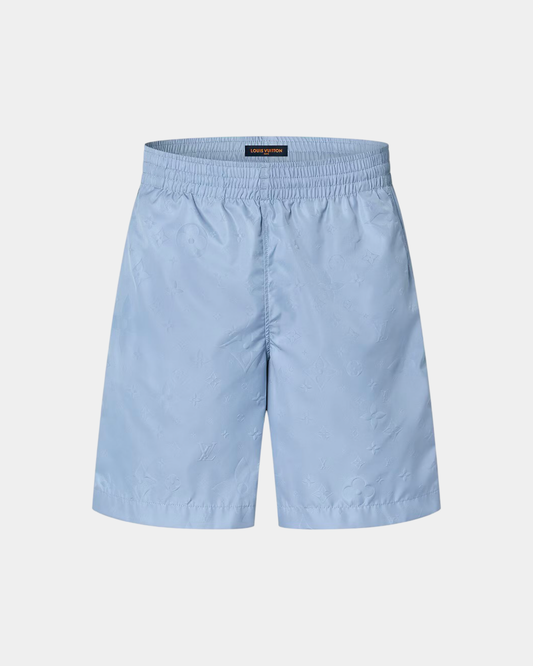 Louis Vuitton Monogram Nylon Swim Board Shorts Grey Blue - Creps City
