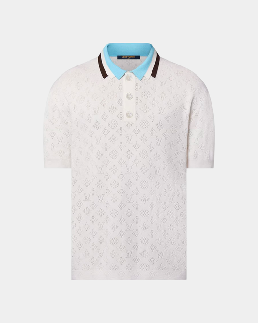 Louis Vuitton Monogram Pointelle Short-Sleeved Cotton Polo - Creps City