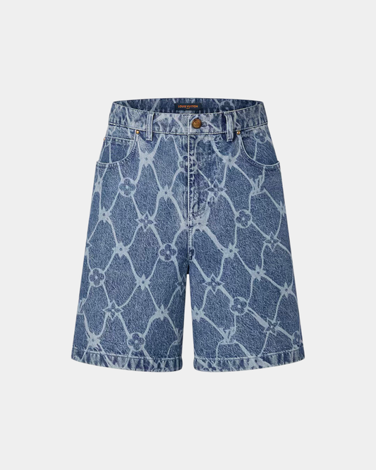 Louis Vuitton Monogram Printed Denim Shorts - Creps City