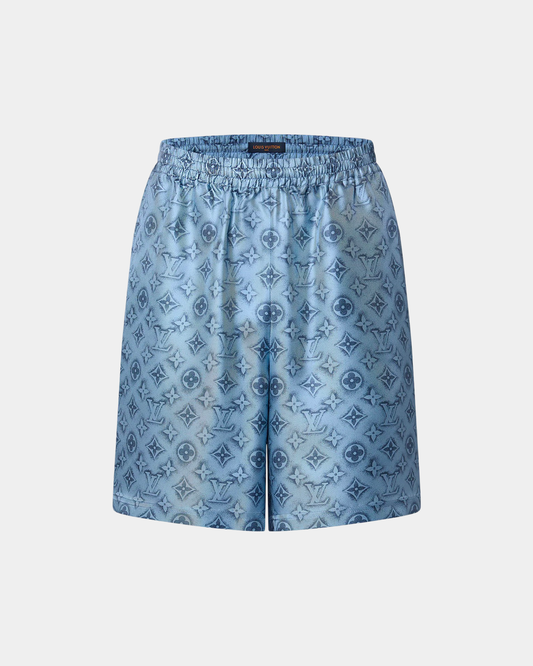Louis Vuitton Monogram Silk Shorts Luxury Blue - Creps City