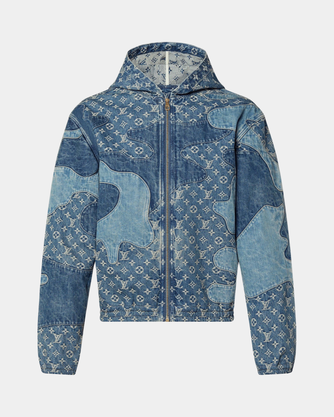 Louis Vuitton Patchwork Monogram Hooded Jacket Blue - Creps City