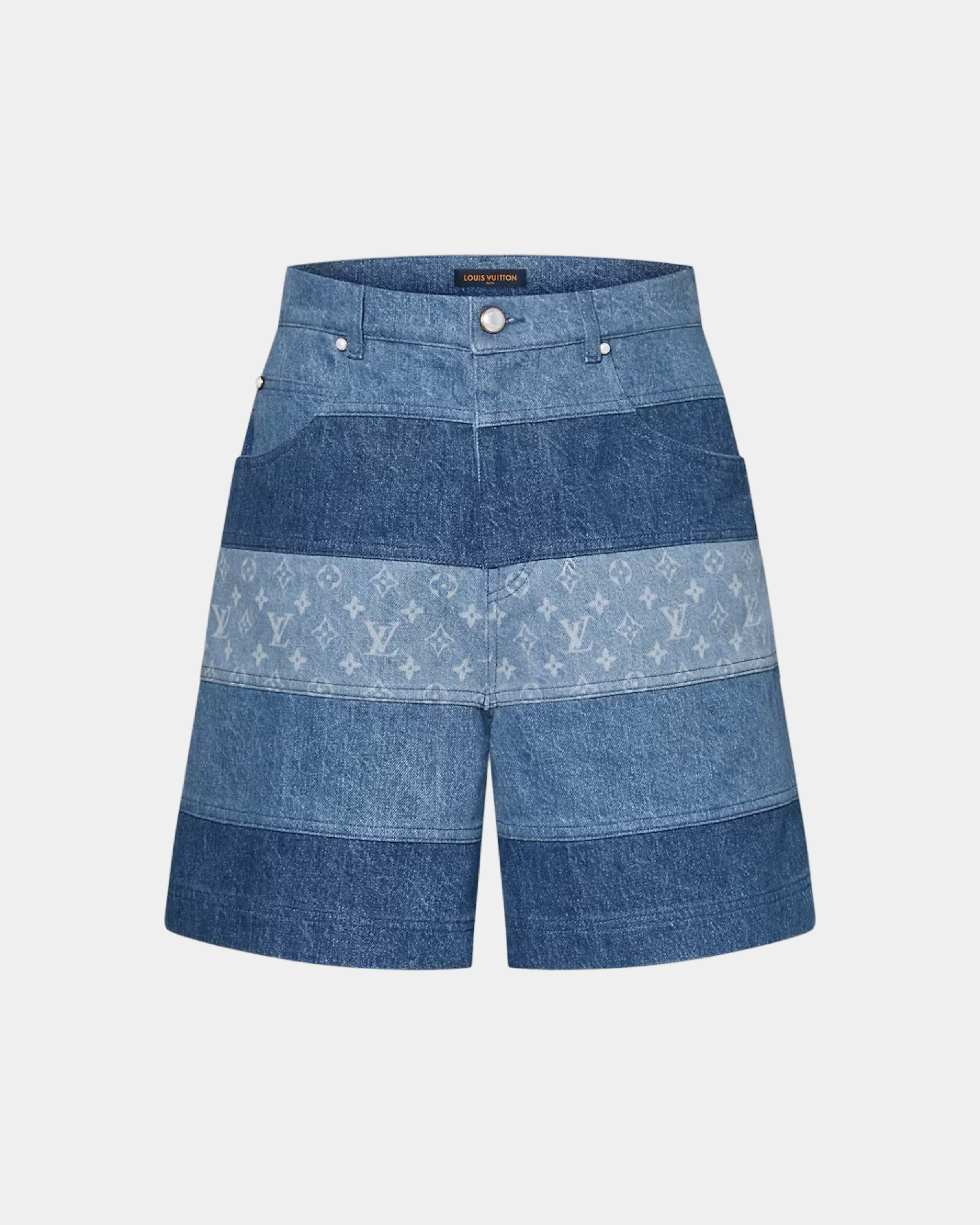 Louis Vuitton Striped Patchwork Denim Shorts - Creps City
