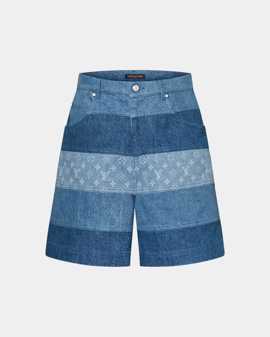 Louis Vuitton Striped Patchwork Denim Shorts - Creps City