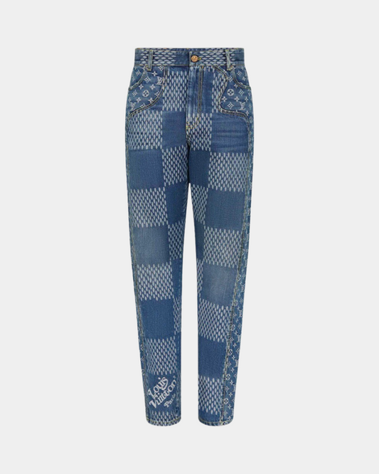 Louis Vuitton x Nigo Giant Damier Waves MNGM Denim Pants Indigo - Creps City