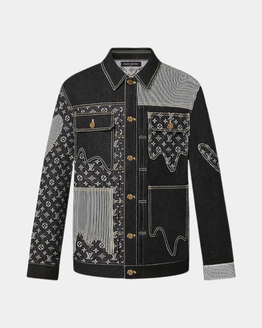Louis Vuitton x Nigo Monogram Crazy Denim Workwear Jacket Black - Creps City