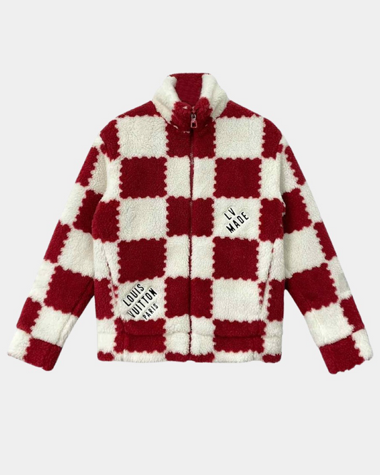 Louis Vuitton x Nigo Red Checkered Fleece Jacket - Creps City