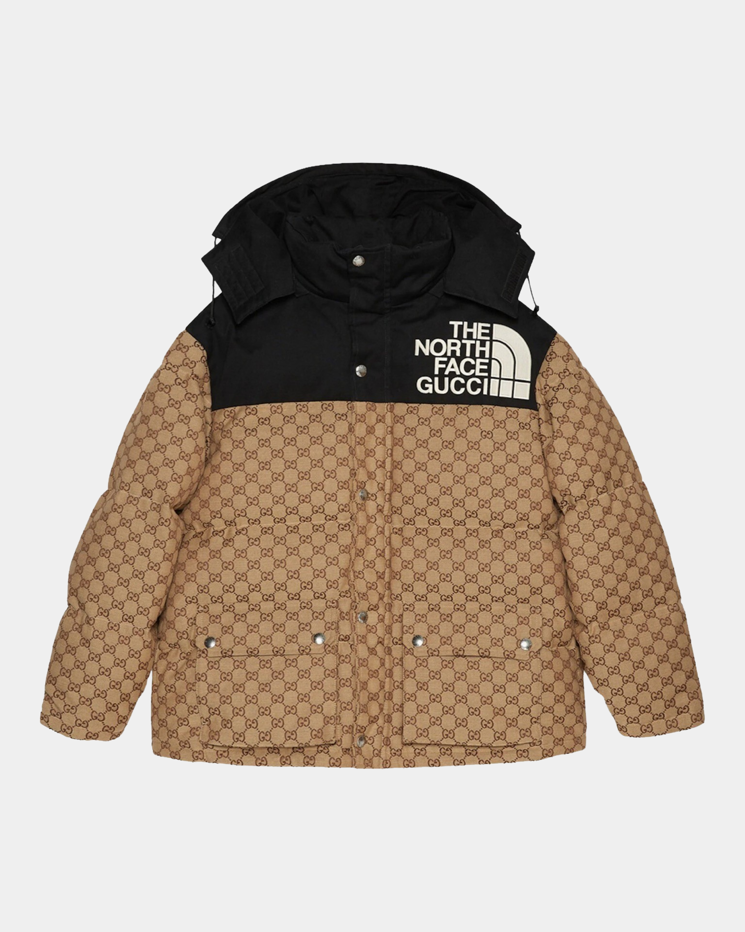 The North Face X Gucci GG Padded Jacket Black Beige - Creps City