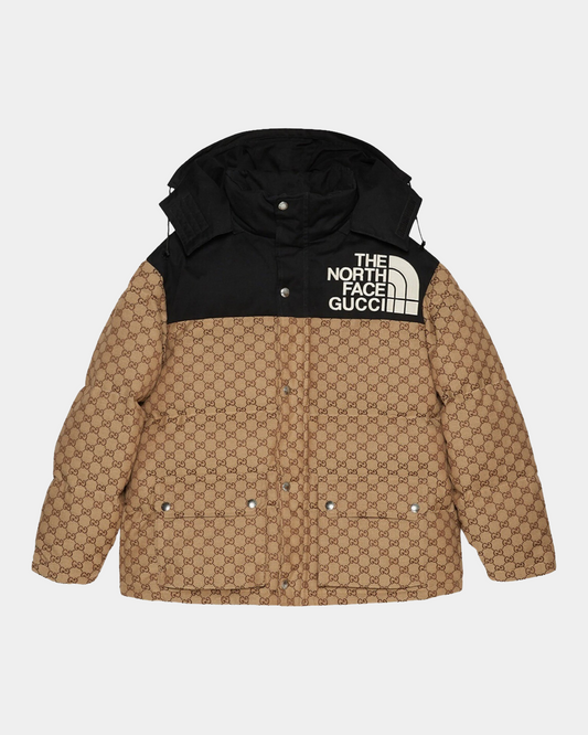 The North Face X Gucci GG Padded Jacket Black Beige - Creps City