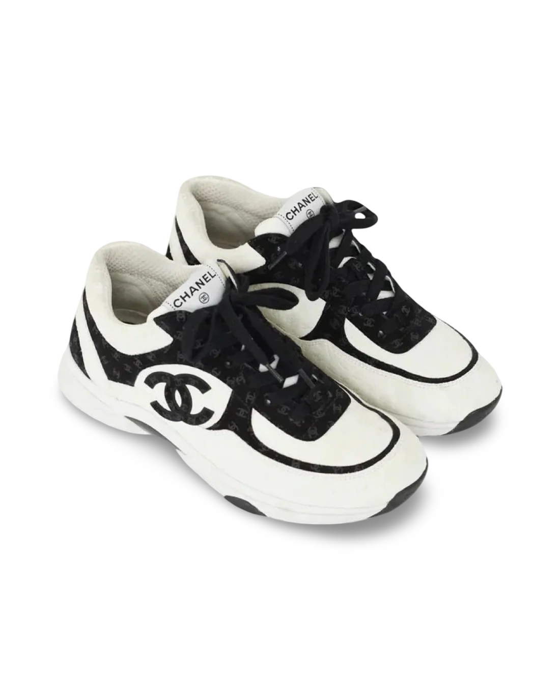 Chanel CC Logo Sneaker 'Black and White CC Embossed Monogram'