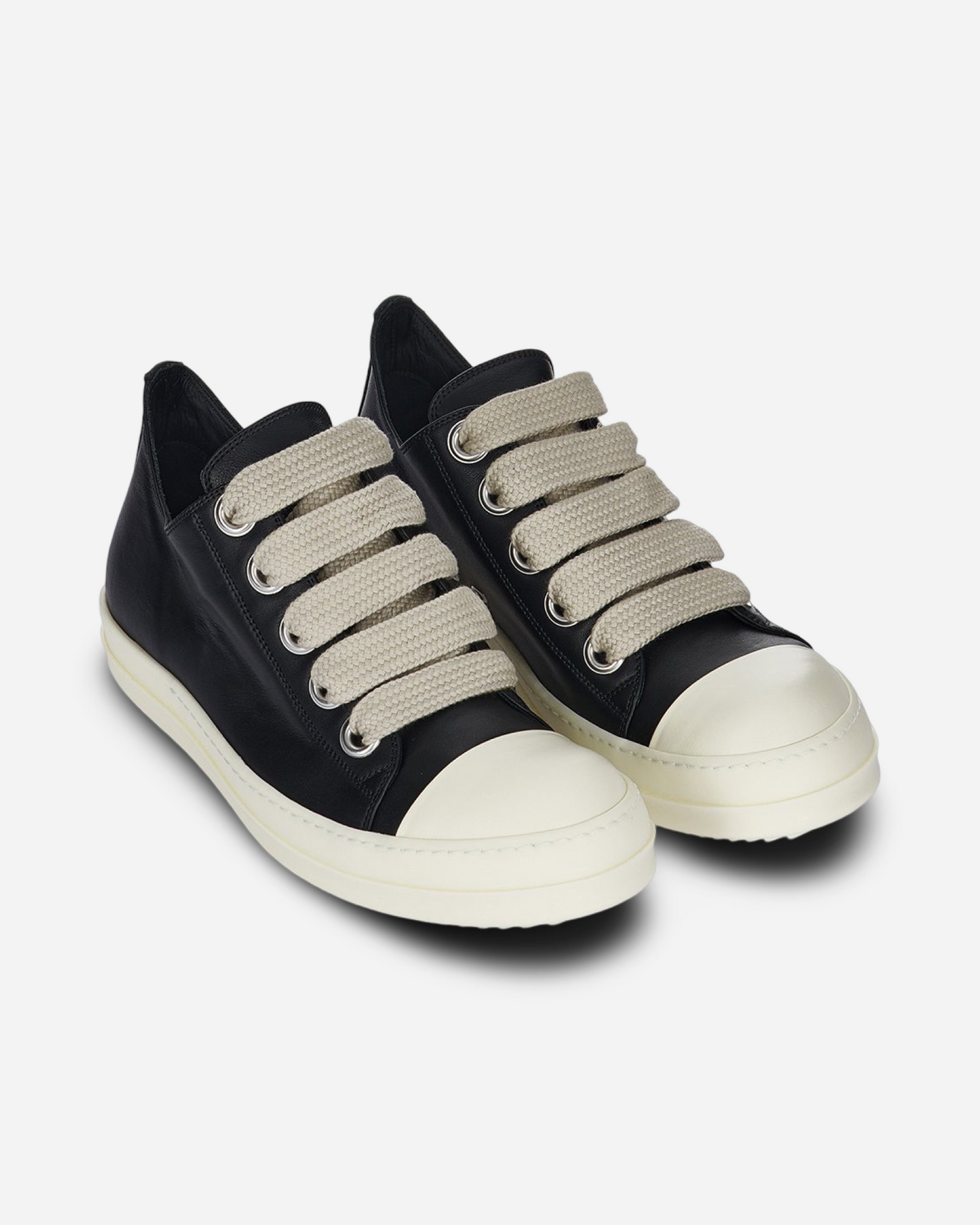 Rick Owens Porterville JumboLaced Low Top Leather Sneakers 'Black'