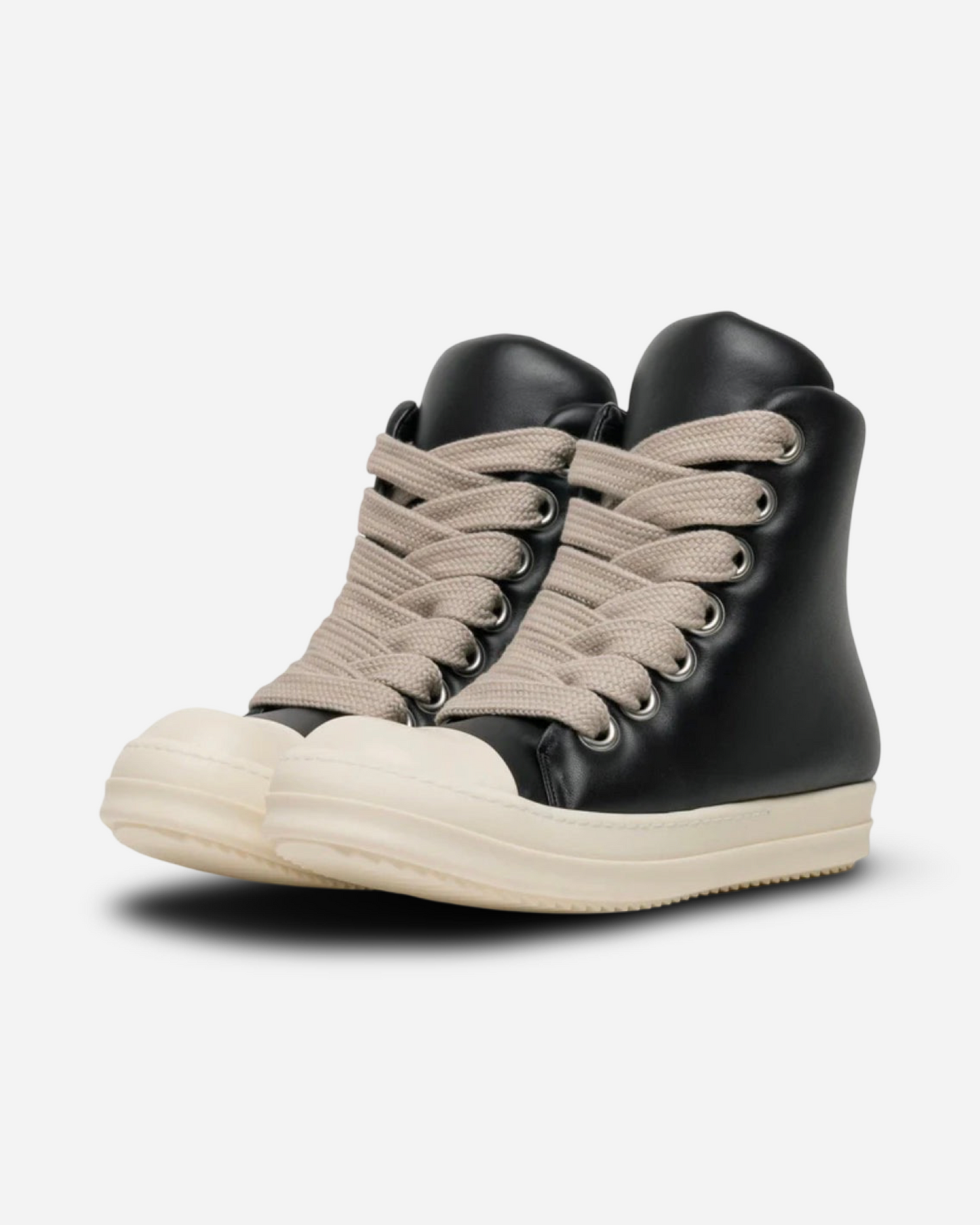 Rick Owens JumboLaced Padded Ramones High Top Leather Sneakers ‘Black/Milk’