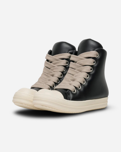 Rick Owens JumboLaced Padded Ramones High Top Leather Sneakers 'Black/Milk'