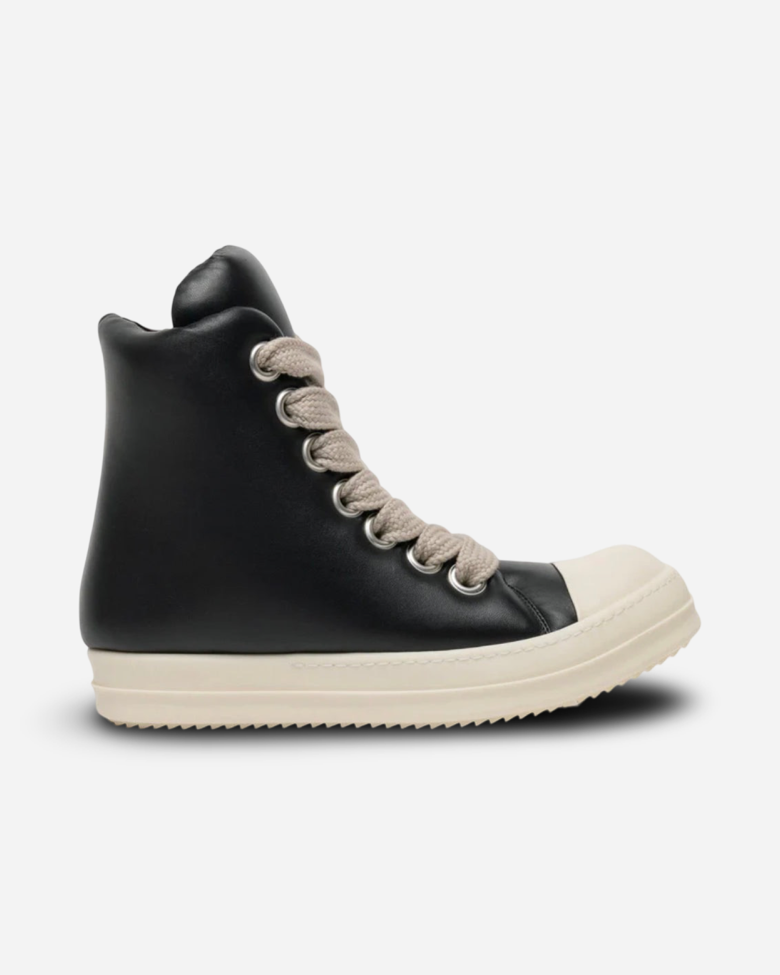 Rick Owens JumboLaced Padded Ramones High Top Leather Sneakers 'Black/Milk'