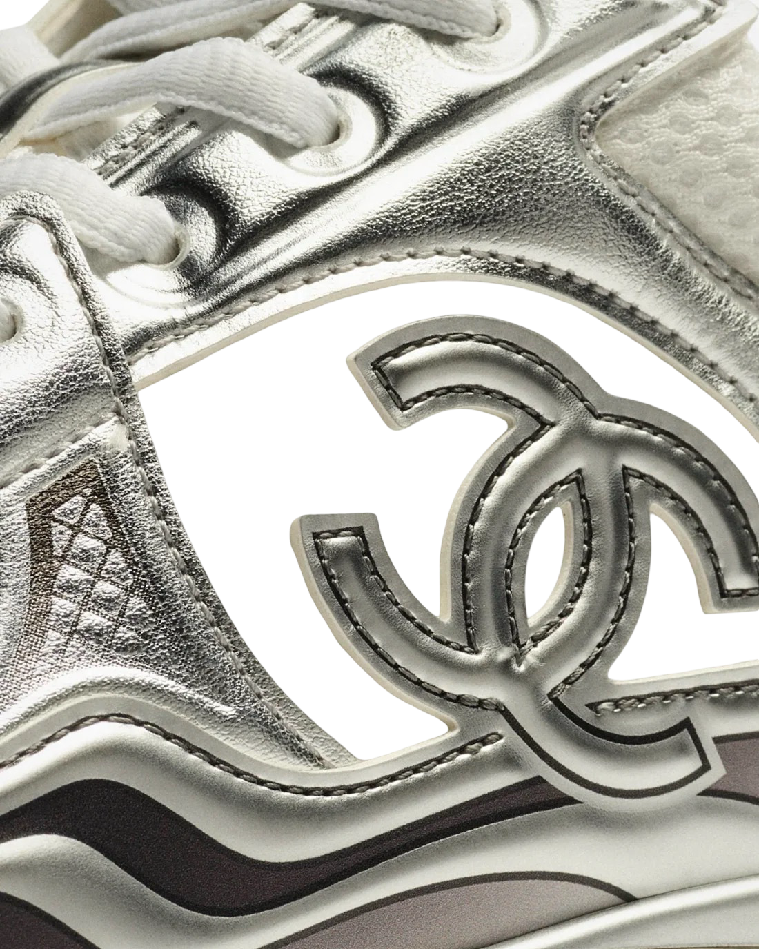 Chanel CC Logo Sneaker 'White Silver'