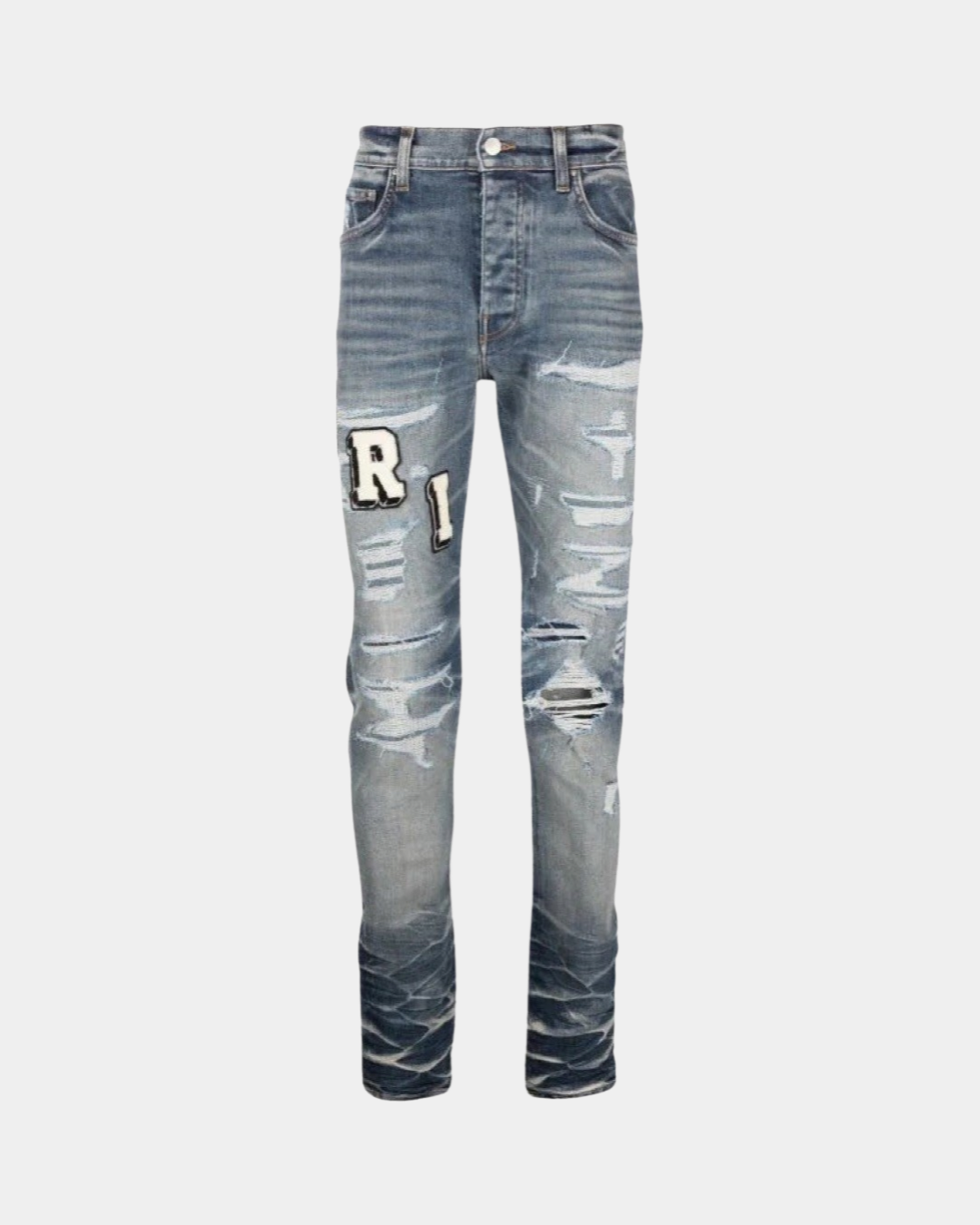 AMIRI Blue Varsity Ripped Jeans 'Blue' - Creps City