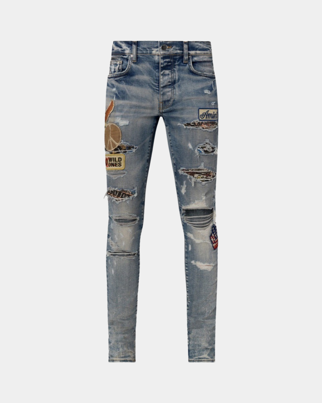 AMIRI Clay Indigo Biker-Patch Jeans - Creps City