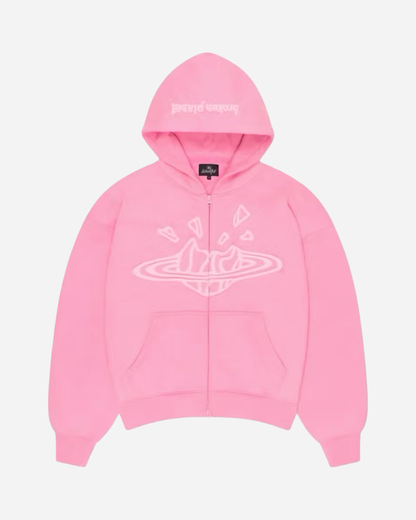 Broken Planet Zip Up Hoodie 'Candy Pink '
